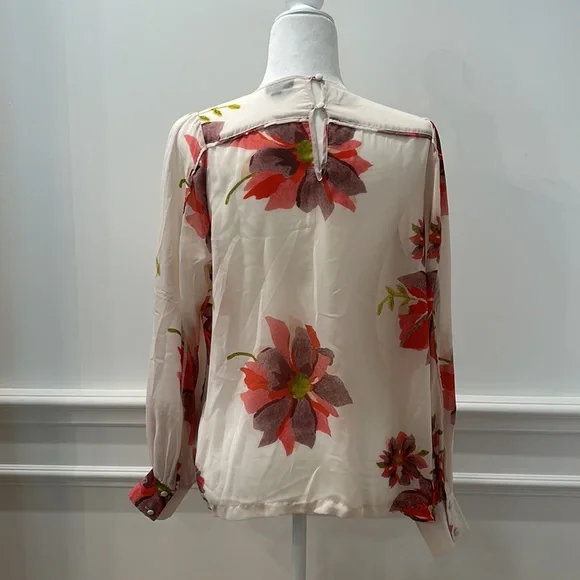 Top Shop Sheer blouse size USA 6 long sleeve with floral details - Picture 3 of 5